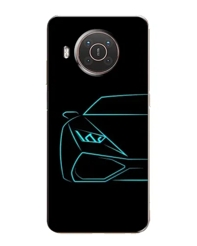 Чехол для Nokia X20 с картинкой «Голубой силуэт Lamborghini»
