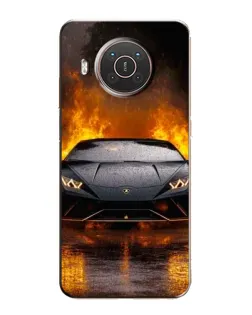 Чехол для Nokia X20 с картинкой «Lamborghini в огне»