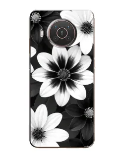 Чехол для Nokia X20 с картинкой «Монохромные астры»