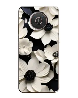 Чехол для Nokia X20 с картинкой «Объемные белые цветы»