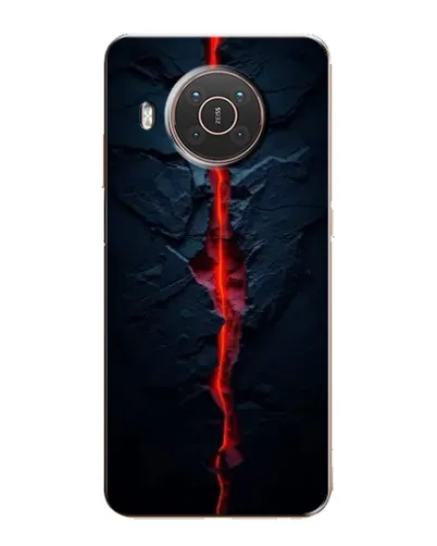 Чехол для Nokia X20 с картинкой «Kрасная лавовая трещина»