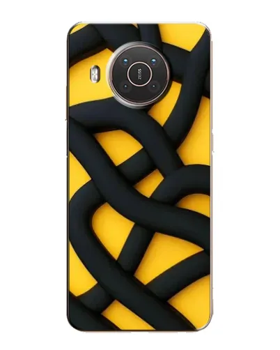 Чехол для Nokia X20 с картинкой «Черное желтое переплетение»