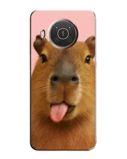 Чехол для Nokia X20 с картинкой «Капибара с языком»
