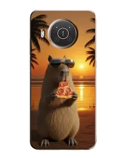 Чехол для Nokia X20 с картинкой «Капибара с пиццей»