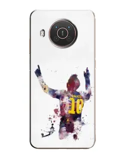 Чехол для Nokia X20 с картинкой «Акварельный Месси Барселона»