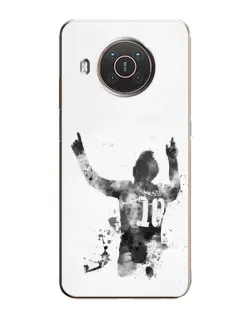 Чехол для Nokia X20 с картинкой «Черно-белый силуэт Месси»