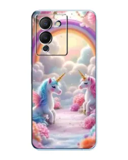 Чехол для Infinix Note 12 (G96) с картинкой «Радуга и единороги»
