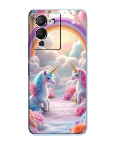 Чехол для Infinix Note 12 (G96) с картинкой «Радуга и единороги»