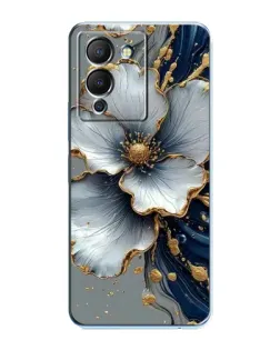 Чехол для Infinix Note 12 (G96) с картинкой «Белый цветок и золотой флюид»