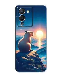 Чехол для Infinix Note 12 (G96) с картинкой «Закат солнца с капибарой»