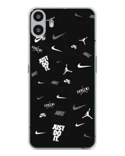 Чехол для Nothing CMF Phone 1 с картинкой «Nike Black Pattern»
