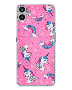 Чехол для Nothing CMF Phone 1 с картинкой «Unicorn паттерн розовый»