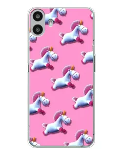 Чехол для Nothing CMF Phone 1 с картинкой «Единороги на розовом»