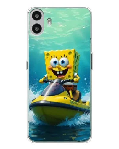 Чехол для Nothing CMF Phone 1 с картинкой «Спанч Боб на гидроцикле»