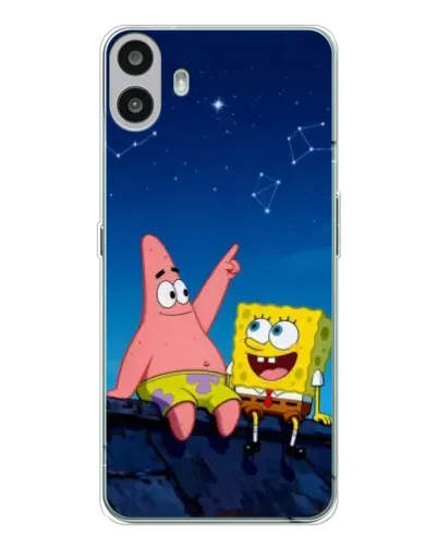 Чехол для Nothing CMF Phone 1 с картинкой «Губка Боб и Патрик ночью»