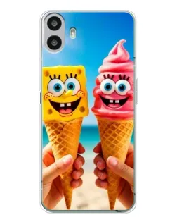 Чехол для Nothing CMF Phone 1 с картинкой «Спанч Боб мороженое»