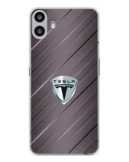 Чехол для Nothing CMF Phone 1 с картинкой «Металлическая текстура Tesla» Чехол для Nothing CMF Phone 1 с картинкой «Металлическая текстура Tesla»