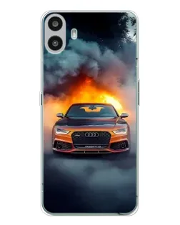 Чохол для Nothing CMF Phone 1 з картинкою «Audi у вогняному диму»