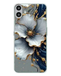 Чохол для Nothing CMF Phone 1 з картинкою «Біла квітка та золотий флюїд» Чохол для Nothing CMF Phone 1 з картинкою «Біла квітка та золотий флюїд»