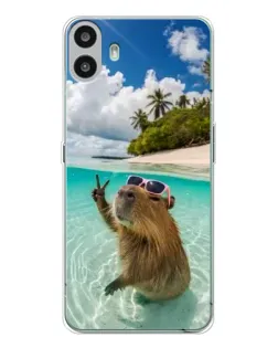 Чехол для Nothing CMF Phone 1 с картинкой «Капибара на море»