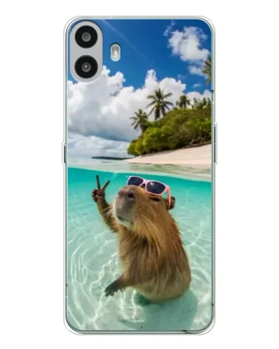 Чехол для Nothing CMF Phone 1 с картинкой «Капибара на море»