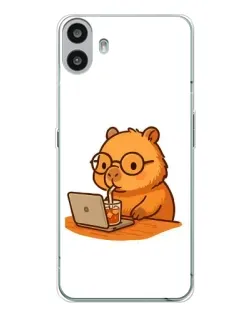 Чехол для Nothing CMF Phone 1 с картинкой «Капибара с ноутбуком»