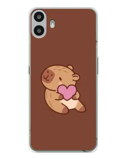Чехол для Nothing CMF Phone 1 с картинкой «Капибара с сердцем»