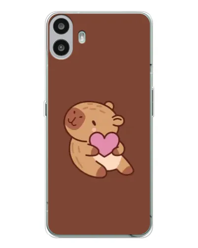 Чехол для Nothing CMF Phone 1 с картинкой «Капибара с сердцем»