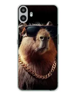 Чехол для Nothing CMF Phone 1 с картинкой «Капибара золотая цепь»