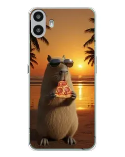 Чехол для Nothing CMF Phone 1 с картинкой «Капибара с пиццей»