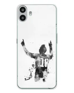Чехол для Nothing CMF Phone 1 с картинкой «Черно-белый силуэт Месси»