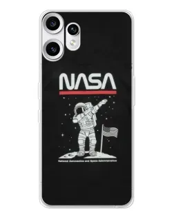Чехол для Nothing CMF Phone 2 Pro с картинкой «NASA — шагаем по Луне»