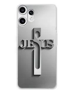 Чехол для Nothing CMF Phone 2 Pro с картинкой «Металлический крест Jesus»