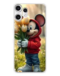 Чехол для Nothing CMF Phone 2 Pro с картинкой «Микки с тюльпанами»
