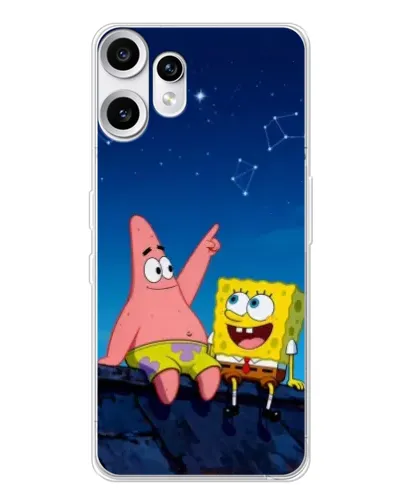 Чехол для Nothing CMF Phone 2 Pro с картинкой «Губка Боб и Патрик ночью»