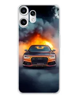 Чехол для Nothing CMF Phone 2 Pro с картинкой «Audi в огненном дыму»