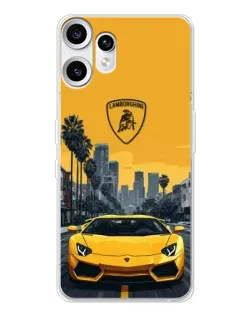 Чехол для Nothing CMF Phone 2 Pro с картинкой «Желтый Lamborghini город»