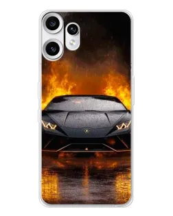 Чехол для Nothing CMF Phone 2 Pro с картинкой «Lamborghini в огне»