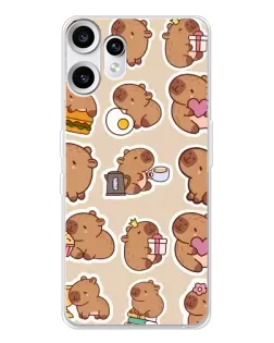 Чехол для Nothing CMF Phone 2 Pro с картинкой «Капибары паттерн»