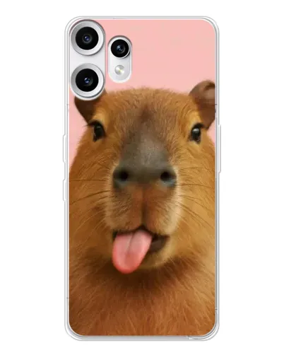 Чехол для Nothing CMF Phone 2 Pro с картинкой «Капибара с языком»