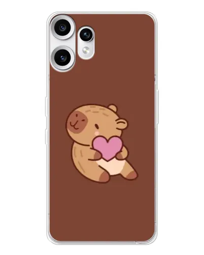 Чехол для Nothing CMF Phone 2 Pro с картинкой «Капибара с сердцем»