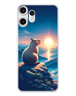 Чехол для Nothing CMF Phone 2 Pro с картинкой «Закат солнца с капибарой»