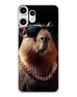 Чехол для Nothing CMF Phone 2 Pro с картинкой «Капибара золотая цепь»