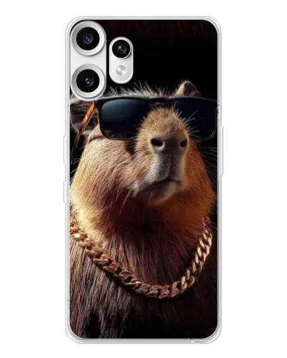 Чехол для Nothing CMF Phone 2 Pro с картинкой «Капибара золотая цепь»