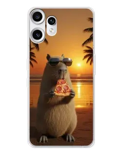 Чехол для Nothing CMF Phone 2 Pro с картинкой «Капибара с пиццей»