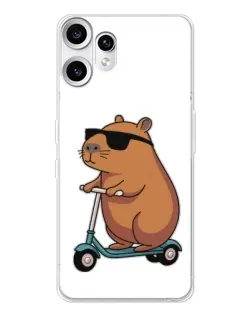 Чехол для Nothing CMF Phone 2 Pro с картинкой «Капибара на самокате»