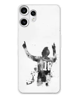 Чехол для Nothing CMF Phone 2 Pro с картинкой «Черно-белый силуэт Месси»