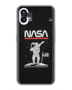Чехол для Nothing Phone 1 с картинкой «NASA — шагаем по Луне»