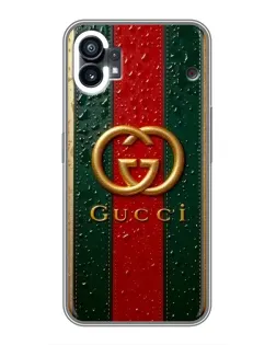 Чехол для Nothing Phone 1 с картинкой «Gucci — фирменная полоса и золото»