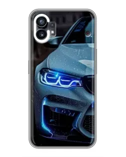 Чехол для Nothing Phone 1 с картинкой «Взгляд BMW с синими фарами»